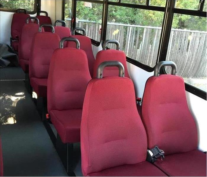 City bus seats after being cleaned